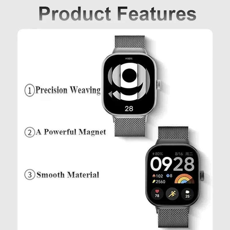 Milanese Loop Strap For Xiaomi Redmi Watch 5/4 Metal Band With TPU Case Screen Protector for Mi band watch9pro/8pro Soft case