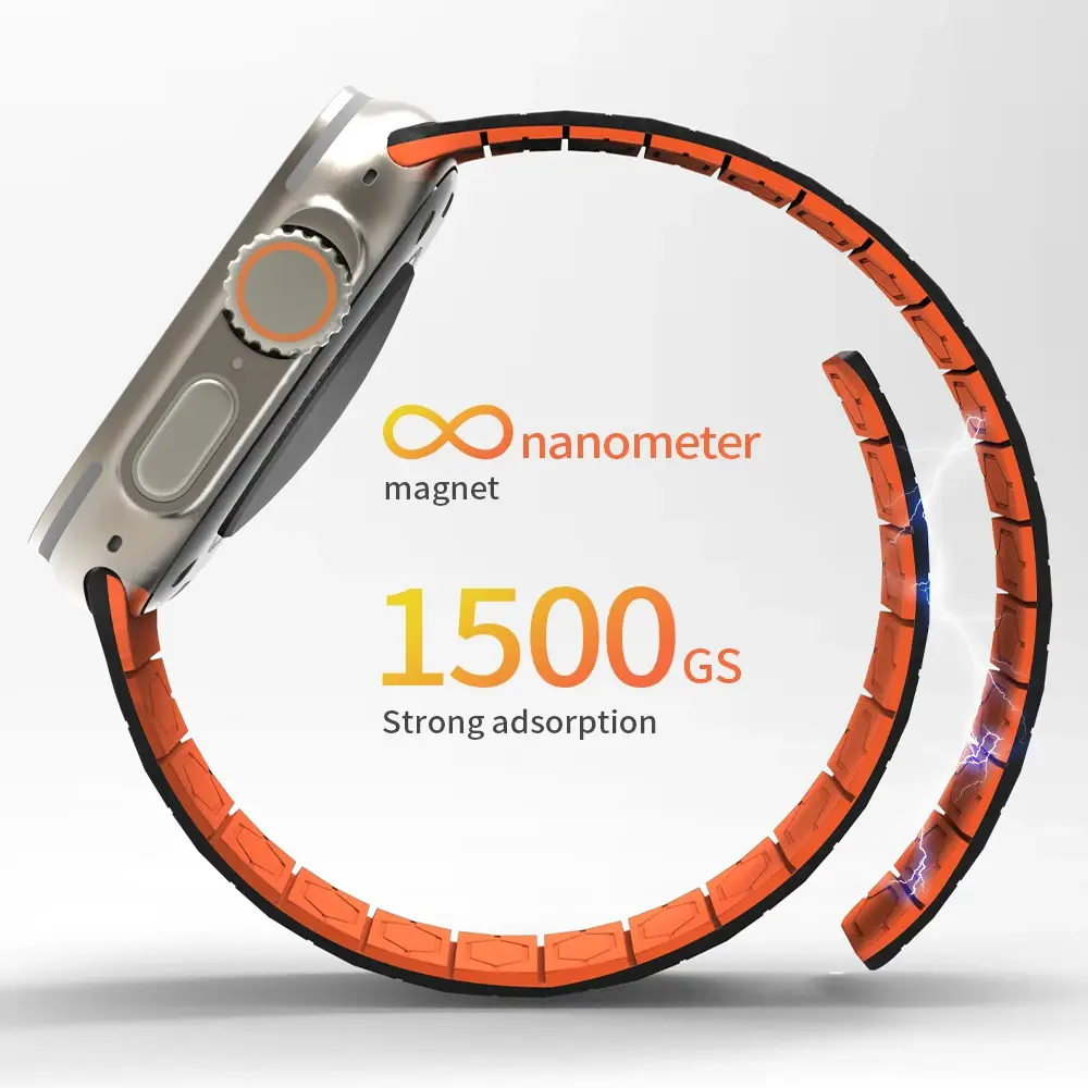 Magnetic Silicone Strap For Apple Watch Ultra 2 Band 49mm 45mm Rubber Band For iWatch Series 9 8 7 6 4 5 4 se 44mm 42mm Bracelet