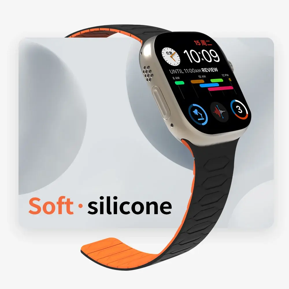 Magnetic Silicone Strap For Apple Watch Ultra 2 Band 49mm 45mm Rubber Band For iWatch Series 9 8 7 6 4 5 4 se 44mm 42mm Bracelet