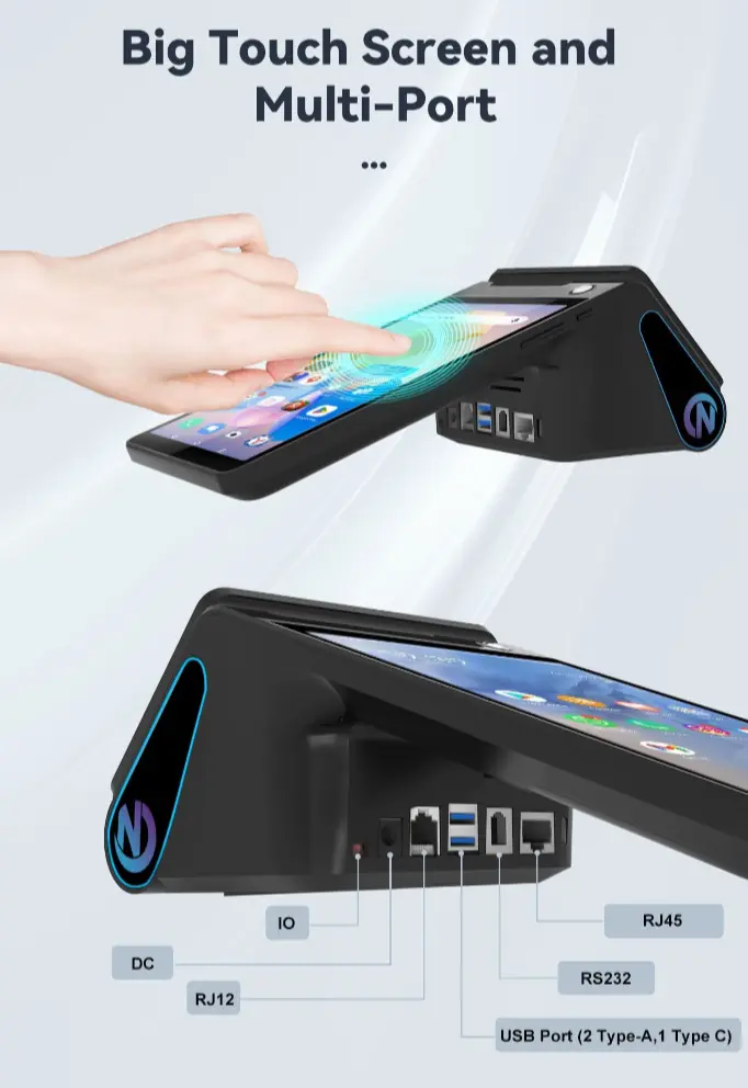 NEW Android 14.0 Dual Screen 8 Inch 3GB+16gb/32gb Handheld Pos Systems 58mm Printer Z108 Nfc Cash Register Epos Machine Terminal