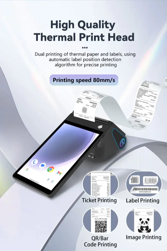 NEW Android 14.0 Dual Screen 8 Inch 3GB+16gb/32gb Handheld Pos Systems 58mm Printer Z108 Nfc Cash Register Epos Machine Terminal