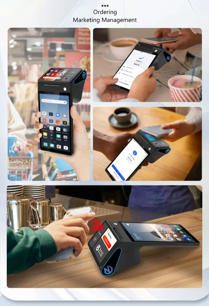 NEW Android 14.0 Dual Screen 8 Inch 3GB+16gb/32gb Handheld Pos Systems 58mm Printer Z108 Nfc Cash Register Epos Machine Terminal
