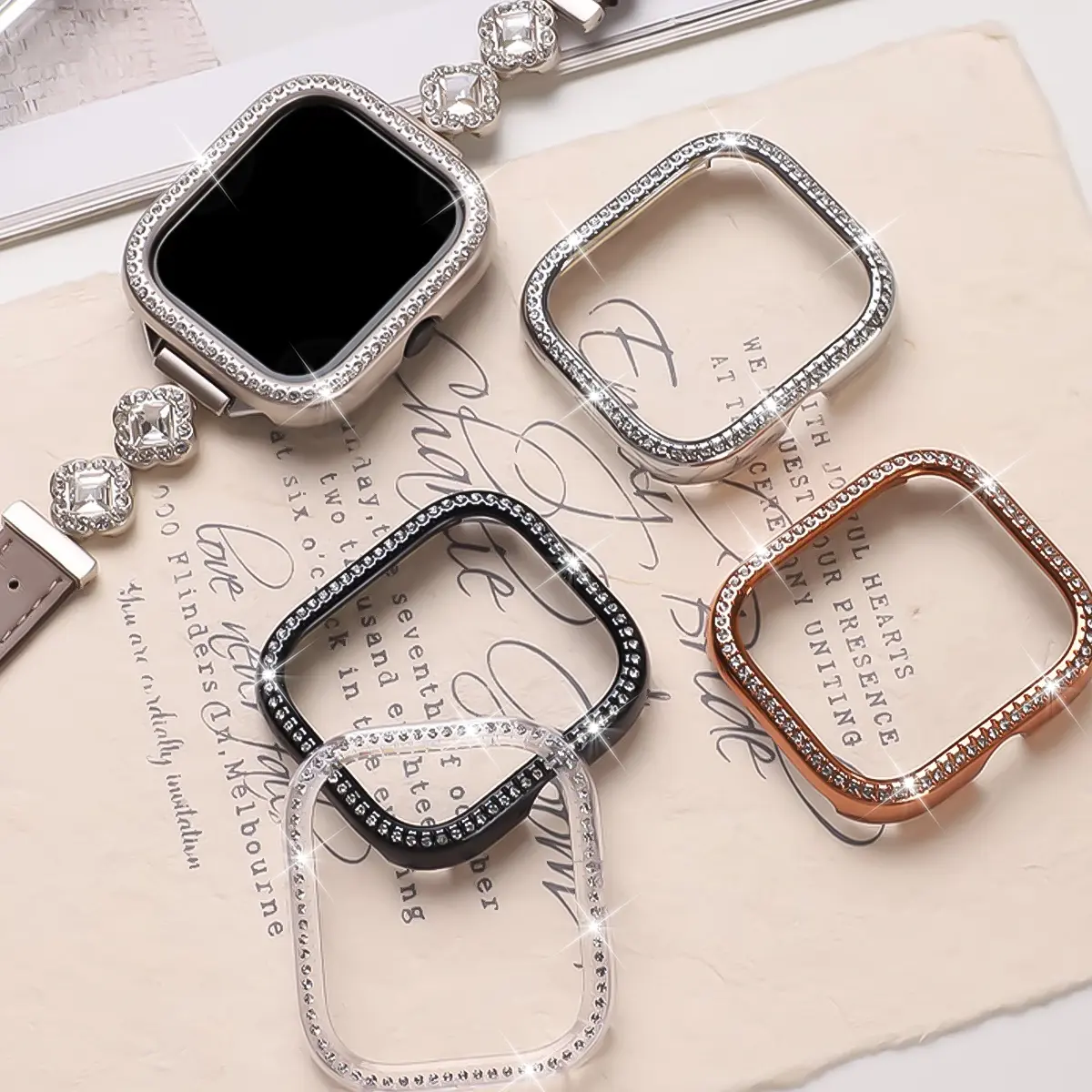 1pc Rhinestone Decor PC Case For Xiaomi Redmi Watch 5 4 Diamond Bumper Protector Frame Shell Cover for Redmi Watch4 Accessorie