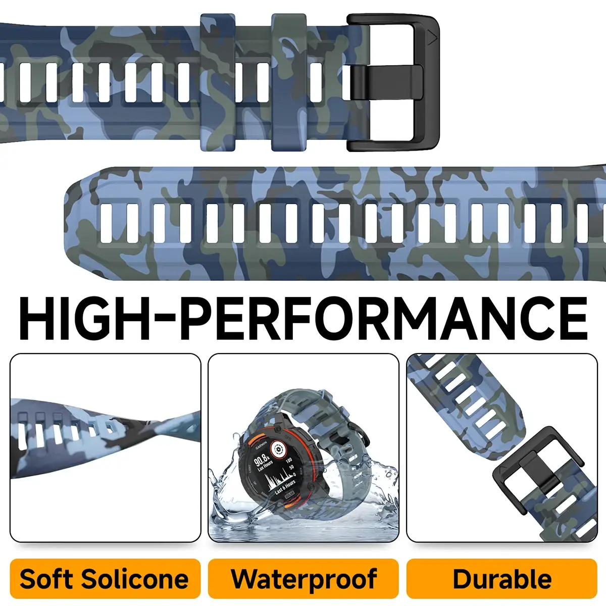 Silicone Strap for Garmin Instinct 3 Amoled 50mm 45mm Camouflage printed Wristband for Garmin Instinct 3 Solar 45mm 50mm Strap