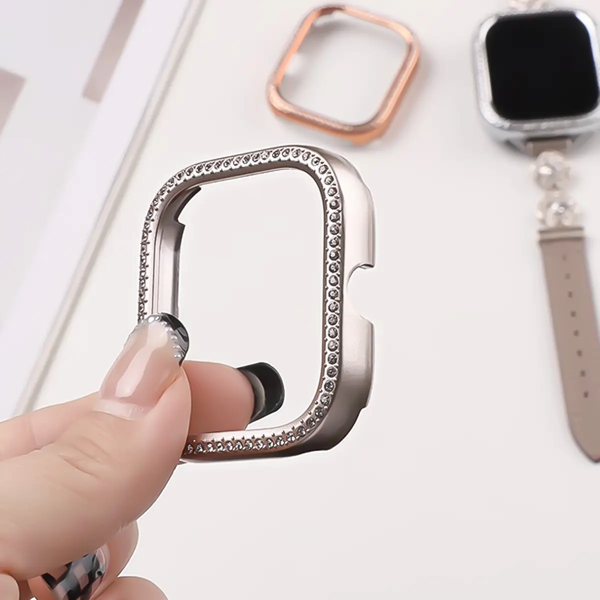 1pc Rhinestone Decor PC Case For Xiaomi Redmi Watch 5 4 Diamond Bumper Protector Frame Shell Cover for Redmi Watch4 Accessorie