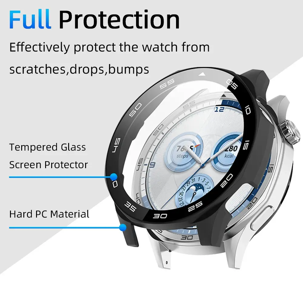 Case for Huawei Watch GT 5/GT5 Pro 46mm Tempered Glass Screen Protector&Hard PC Protective Bumper Huawei GT5 Cover Accessories