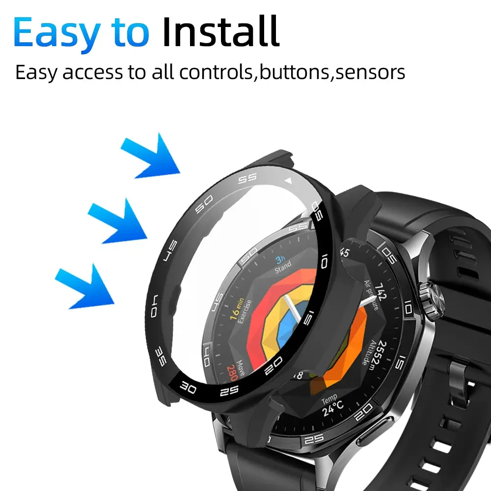 Case for Huawei Watch GT 5/GT5 Pro 46mm Tempered Glass Screen Protector&Hard PC Protective Bumper Huawei GT5 Cover Accessories
