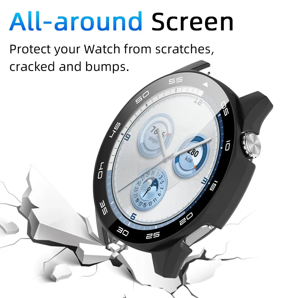 Case for Huawei Watch GT 5/GT5 Pro 46mm Tempered Glass Screen Protector&Hard PC Protective Bumper Huawei GT5 Cover Accessories