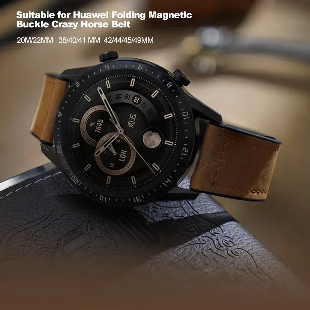 Magnetic Buckle Leather Strap 18mm 20mm 22mm Silicone Band for Samsung Watch Galaxy 6 5 Pro 4 for Huawei GT2 for Amazfit Vintage