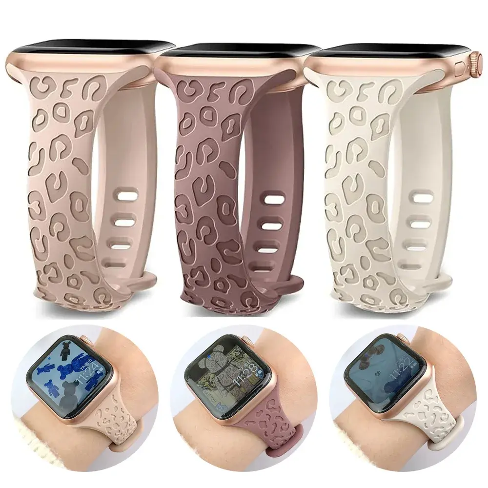 Slim Strap For Apple Watch Band 40mm 41mm 42mm 38mm 49 44mm 45mm Engraved Silicone bracelet Correa Series 8 7 6 9 5 4 3 SE Ultra
