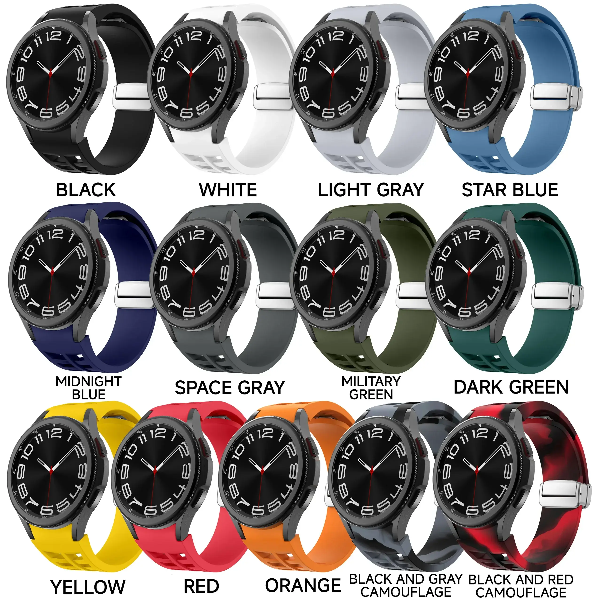 No Gap Magnetic Silicone Strap For Samsung Galaxy Watch 7 6 5 4 44mm 40mm Pro 45mm Bracelet Galaxy Watch6 Classic 43mm 47mm Band