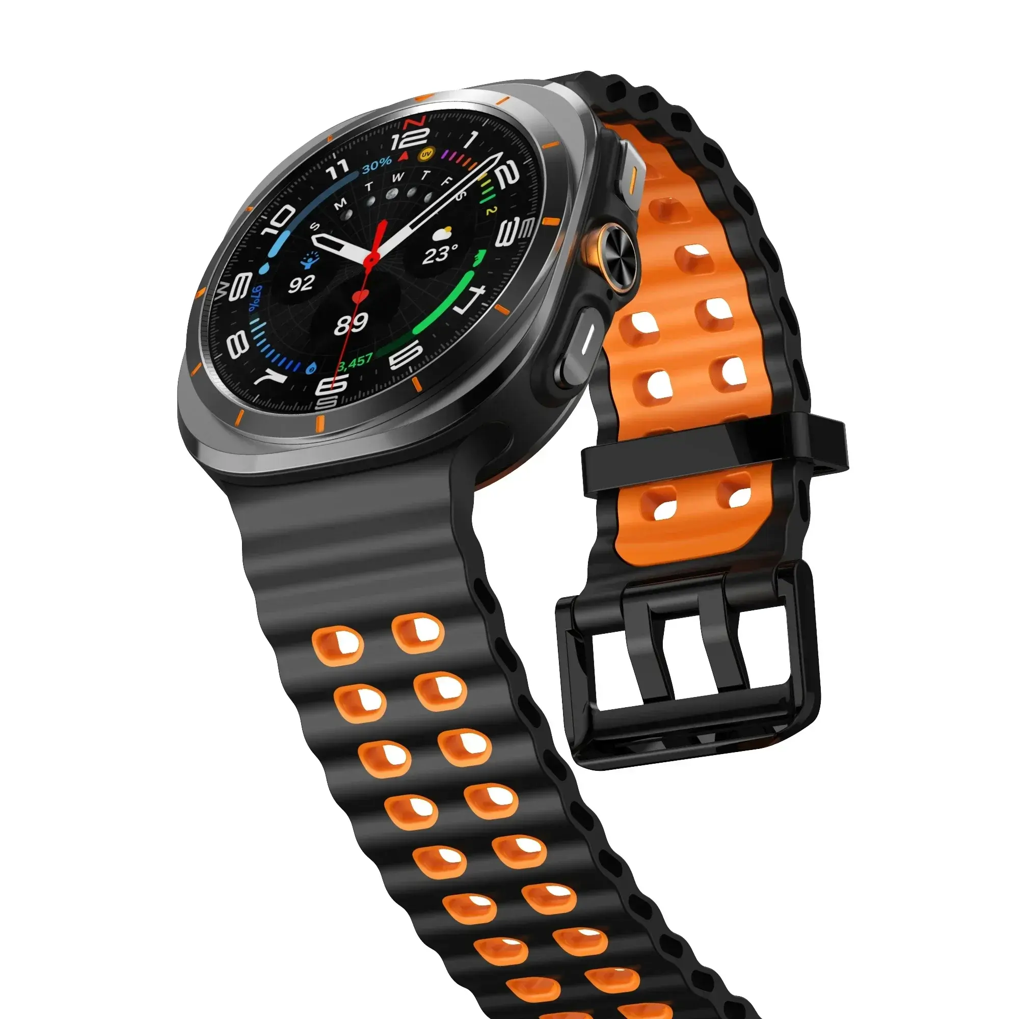 1:1Original Marine Band For Samsung Galaxy Watch 7 ultra 47mm Accessories Two color Sport silicone Bracelet Galaxy Watch 7 Strap