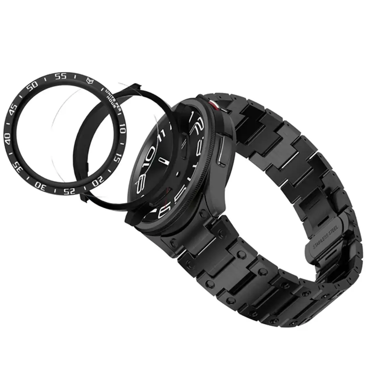 4-in-1 Mod Kit Metal Bezel for Samsung Galaxy Watch 6 Classic 47mm 43mm Stainless Steel Band Frame Case Glass Film