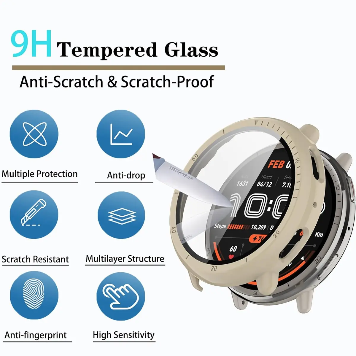 Hard Shell Glass Screen Protector Film Full Frame Case For Amazfit Active 2 Smart Watch Protective Cover Active2 Accessories