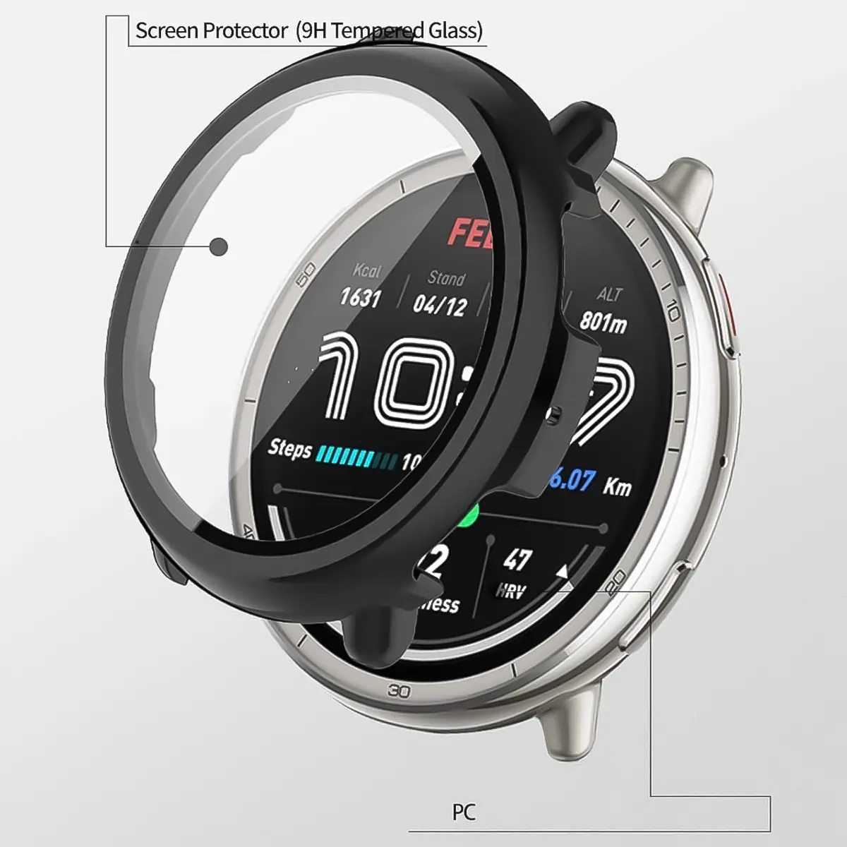 Hard Shell Glass Screen Protector Film Full Frame Case For Amazfit Active 2 Smart Watch Protective Cover Active2 Accessories