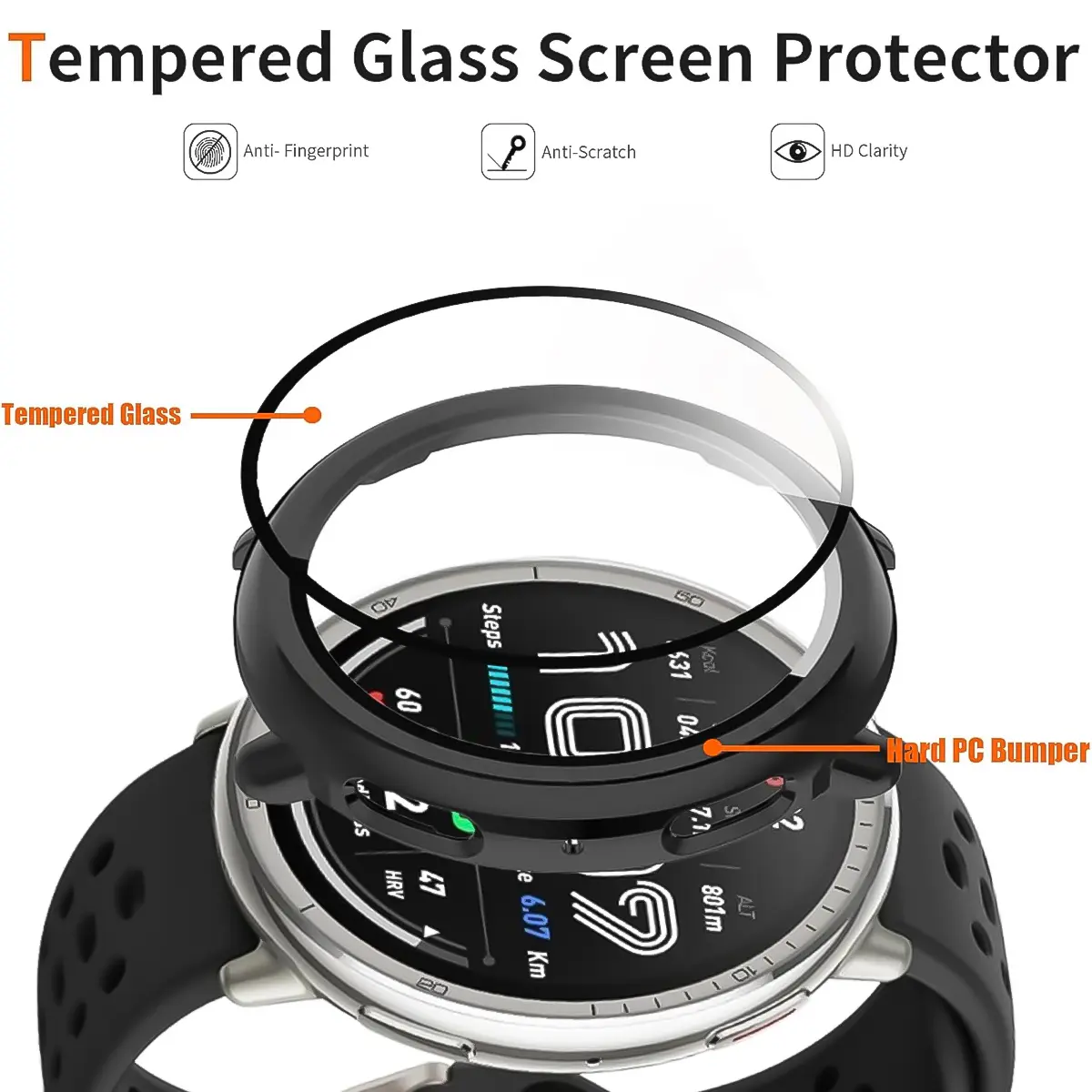 Hard Shell Glass Screen Protector Film Full Frame Case For Amazfit Active 2 Smart Watch Protective Cover Active2 Accessories