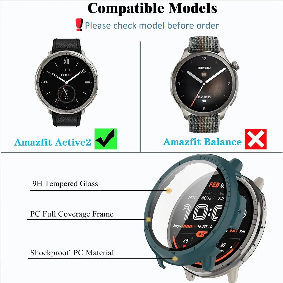 Hard Shell Glass Screen Protector Film Full Frame Case For Amazfit Active 2 Smart Watch Protective Cover Active2 Accessories