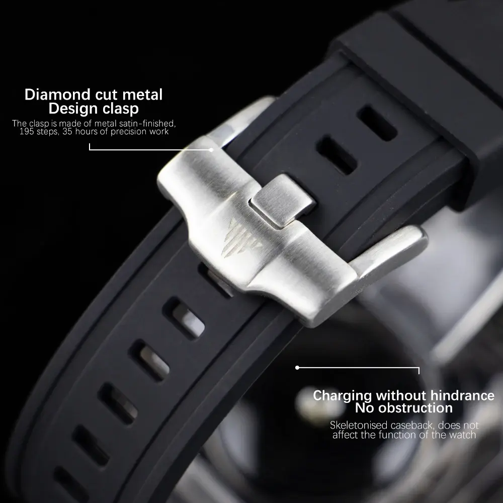 Silicone Strap+ Transparent Case for Apple Watch ultra2 49mm 44mm 45mm Sport Band Bezel for iwatch series 9 8 7 SE 6 5 4 Mod Kit