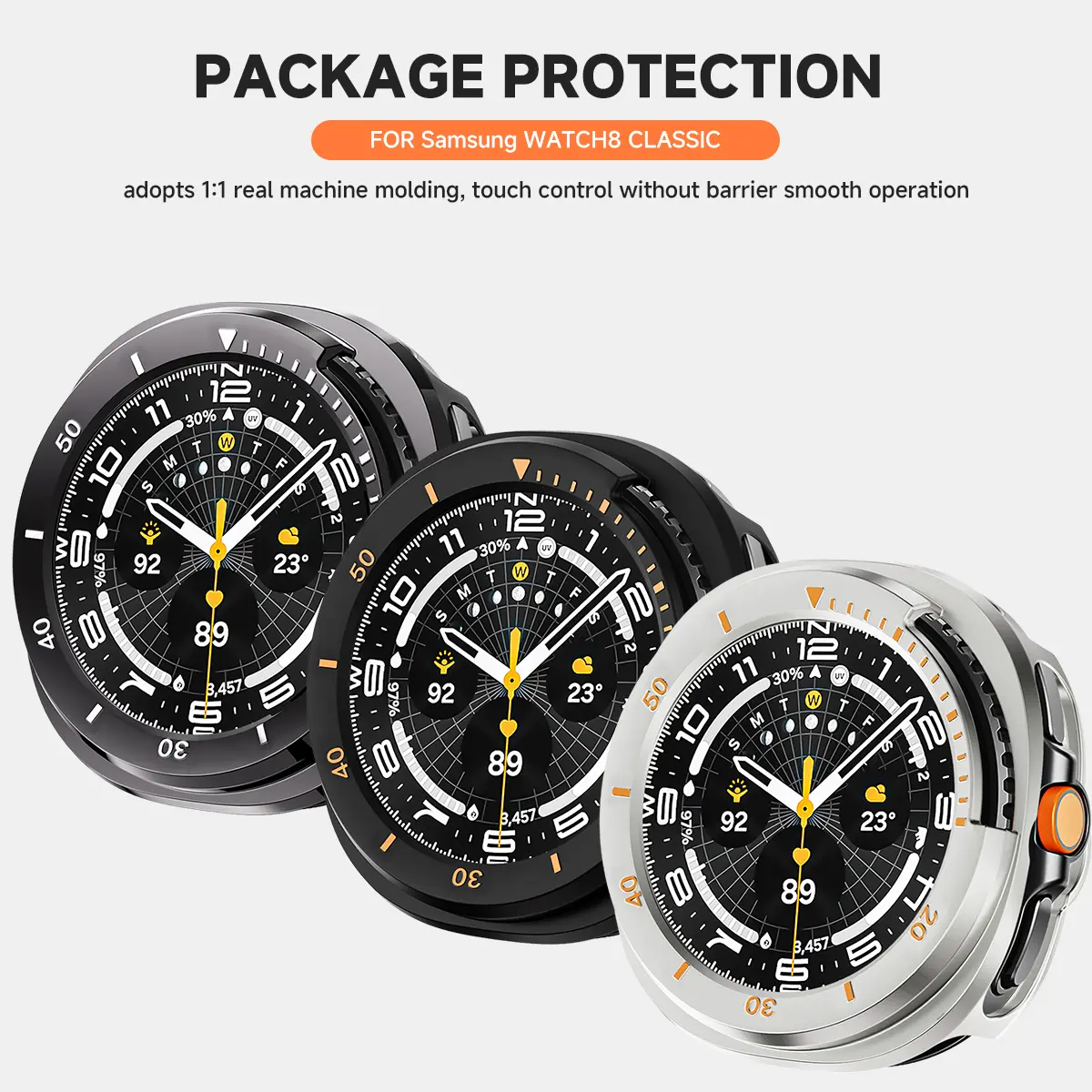 Tough and Scratch-Resistant For Samsung Galaxy Watch 8 Classic 46mm PC Shell Case with Scale - Full Protection for Men and Women