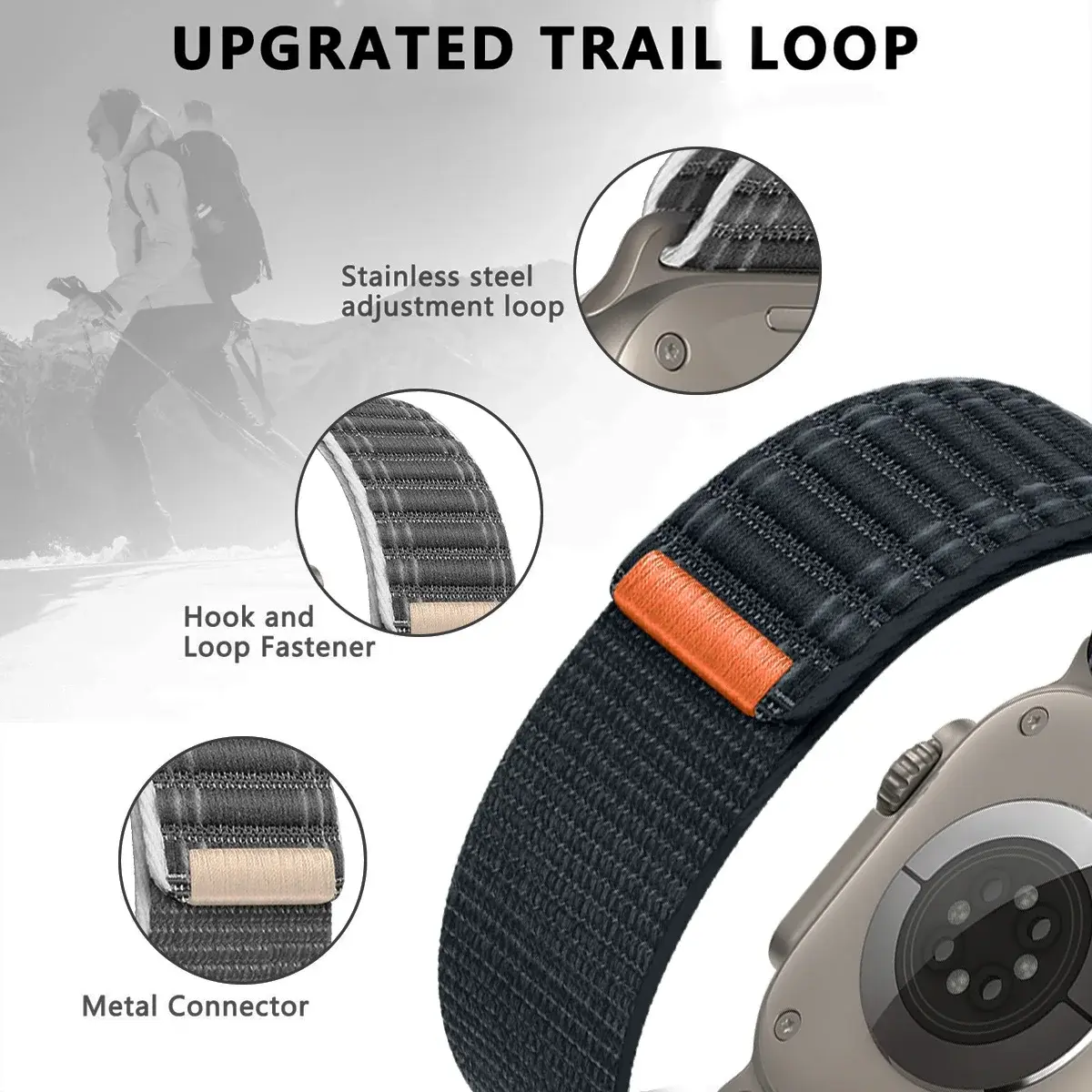 Nylon Strap For Apple Watch Band Ultra 2 49mm 45mm 41mm 44mm 42mm 38mm Wave pattern Bracelet For iWatch Series 9 8 7 6 5 4