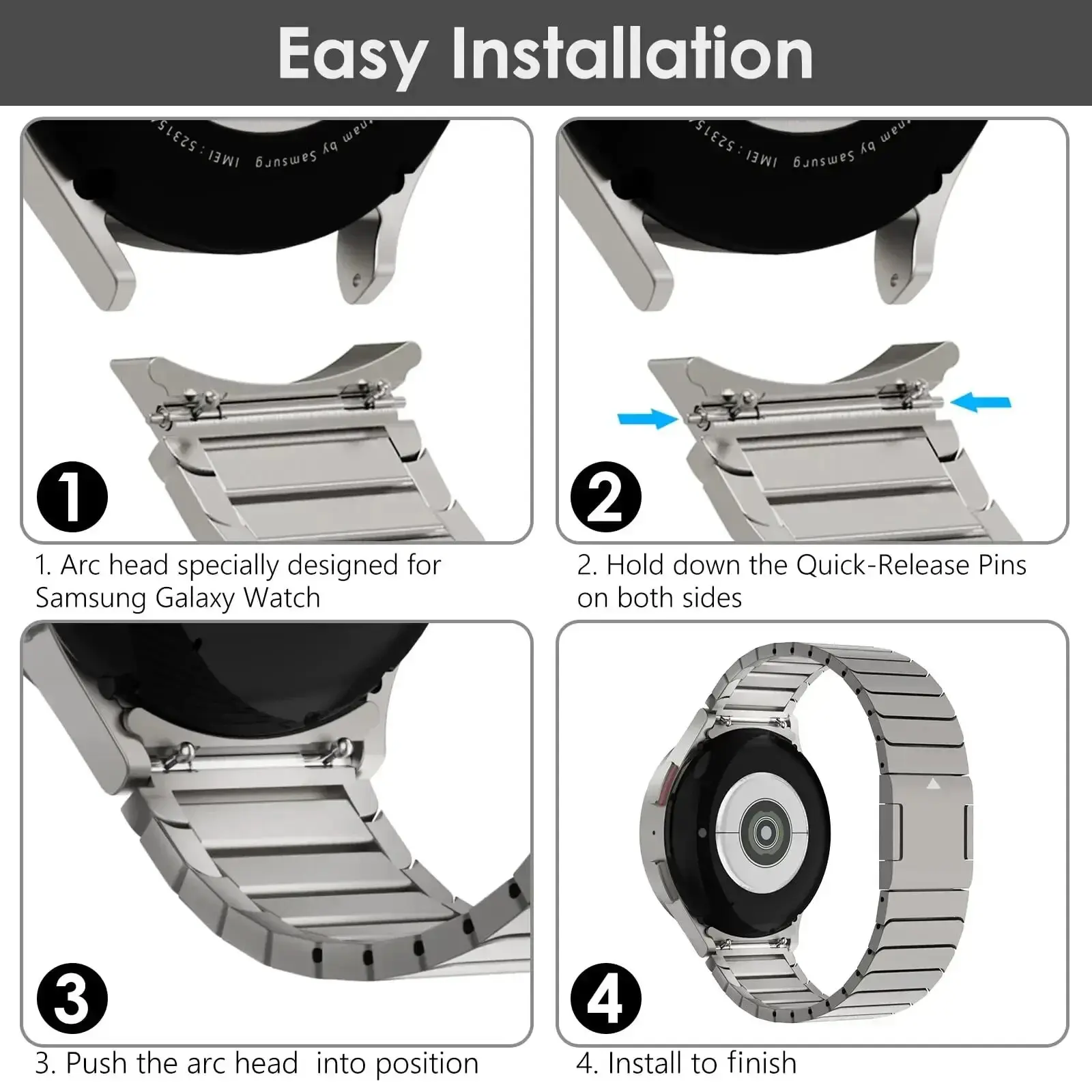 No Gaps Magnetic Strap For Samsung Galaxy Watch 6 Classic 47mm 43mm 5Pro 45mm Luxury Stainless Steel Band For 6/5/4 40mm 44mm