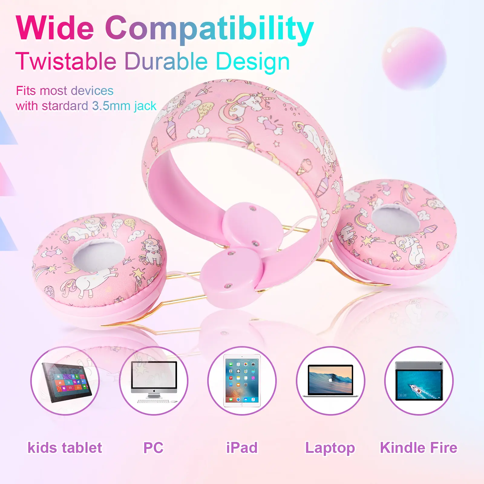 Wired Child Headphones Cartoon Cute Kids Anime Headphones Headset Stereo Music with Micrphone Children's Earphone Christmas Gift