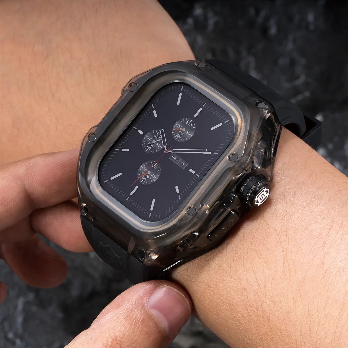 Luxury Transparent Case for Apple Watch Band Ultra 2 49mm Modification Kit Silicone Strap for IWatch Ultra 49mm Rubber Bracelet