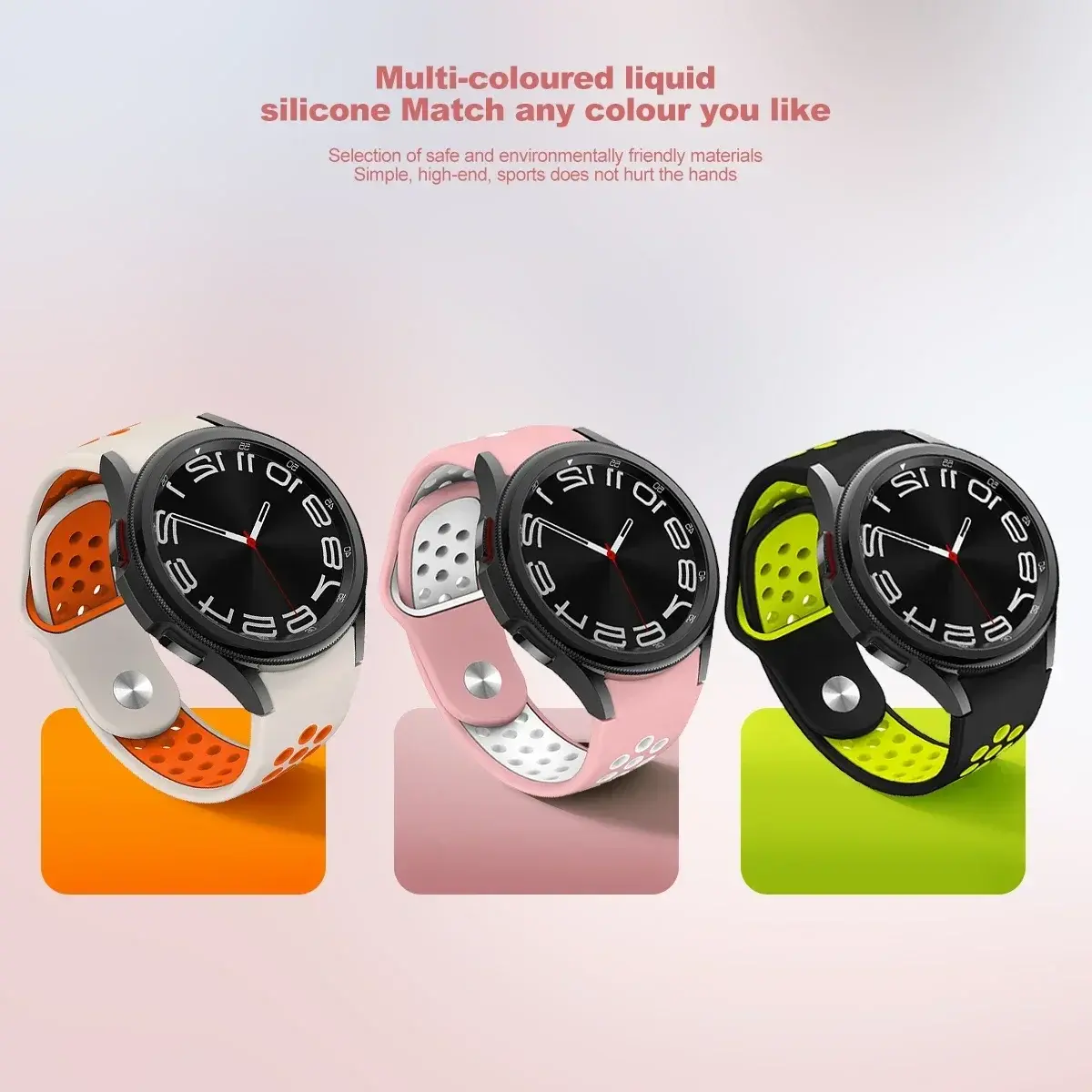 Soft Silicone Strap for Samsung Galaxy 6/4 Classic 43 47mm 42 46mm 6/5/4 40mm 44mm Rubber Loop Band for Watch 5pro 45mm Bracelet