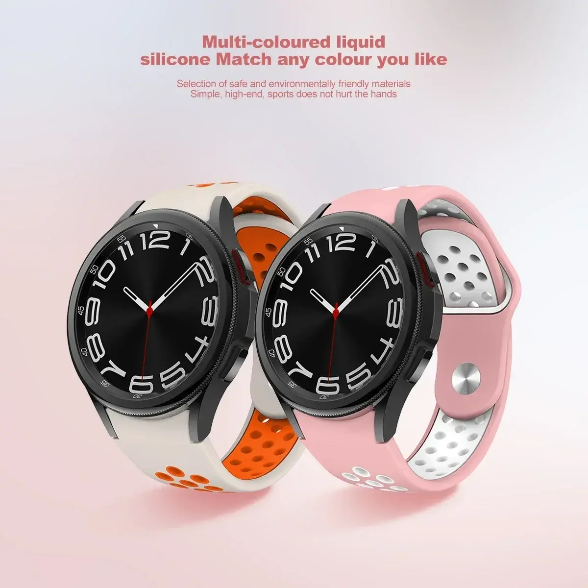 Soft Silicone Strap for Samsung Galaxy 6/4 Classic 43 47mm 42 46mm 6/5/4 40mm 44mm Rubber Loop Band for Watch 5pro 45mm Bracelet
