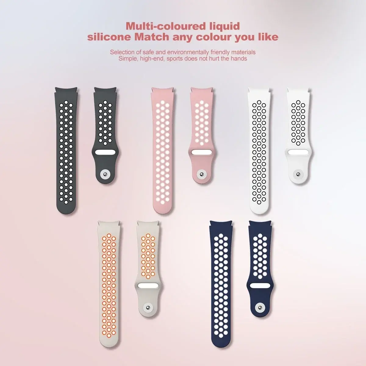 Soft Silicone Strap for Samsung Galaxy 6/4 Classic 43 47mm 42 46mm 6/5/4 40mm 44mm Rubber Loop Band for Watch 5pro 45mm Bracelet