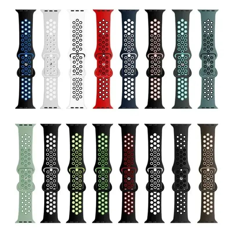 Strap For Apple Watch Band 49mm 44mm 45mm 42mm 41mm 38mm 40mm correa Silicone sports bracelet iwatch 8 SE 7 6 5 Ultra 49mm