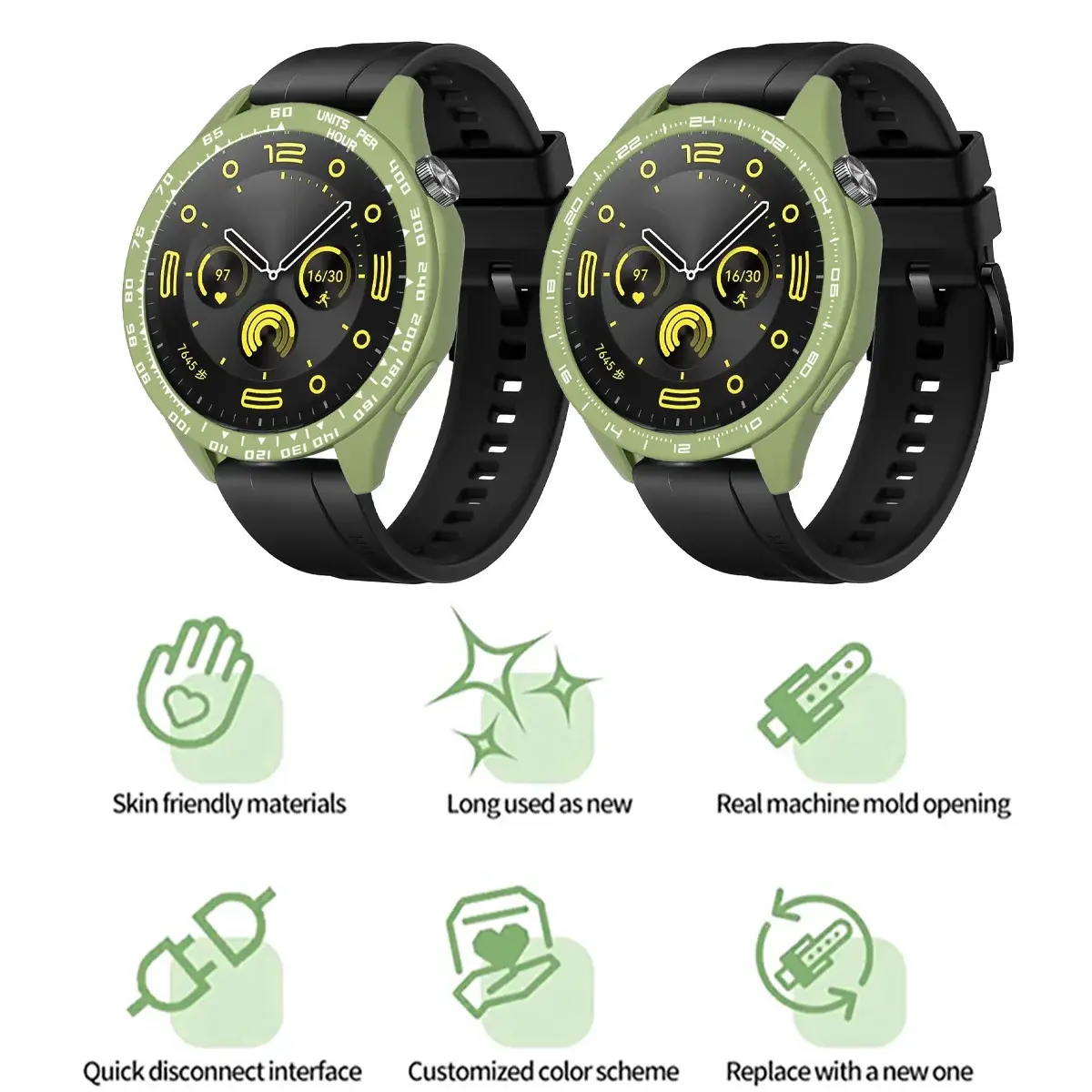 Silicone Case Watchband Soft Bezel Ring Frame Scale Case Protector Shell For Huawei GT4 46mm Bumper Cover GT 4 Band Wristband