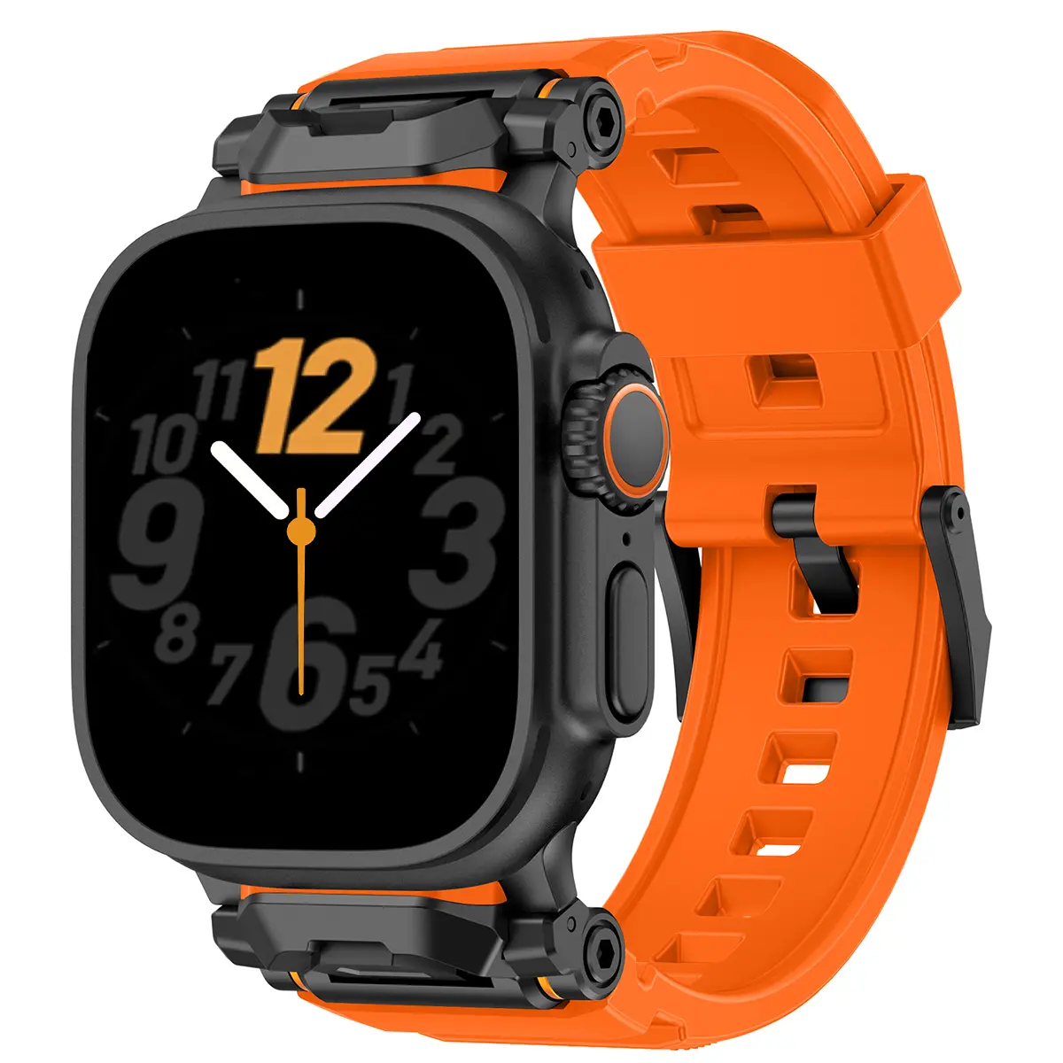 Rubber Band for Apple Watch Ultra 2 49mm Series 10 46mm 9 8 7 se 6 5 4 Titanium Orange Silicone Strap for iWatch 45mm 44mm 49mm