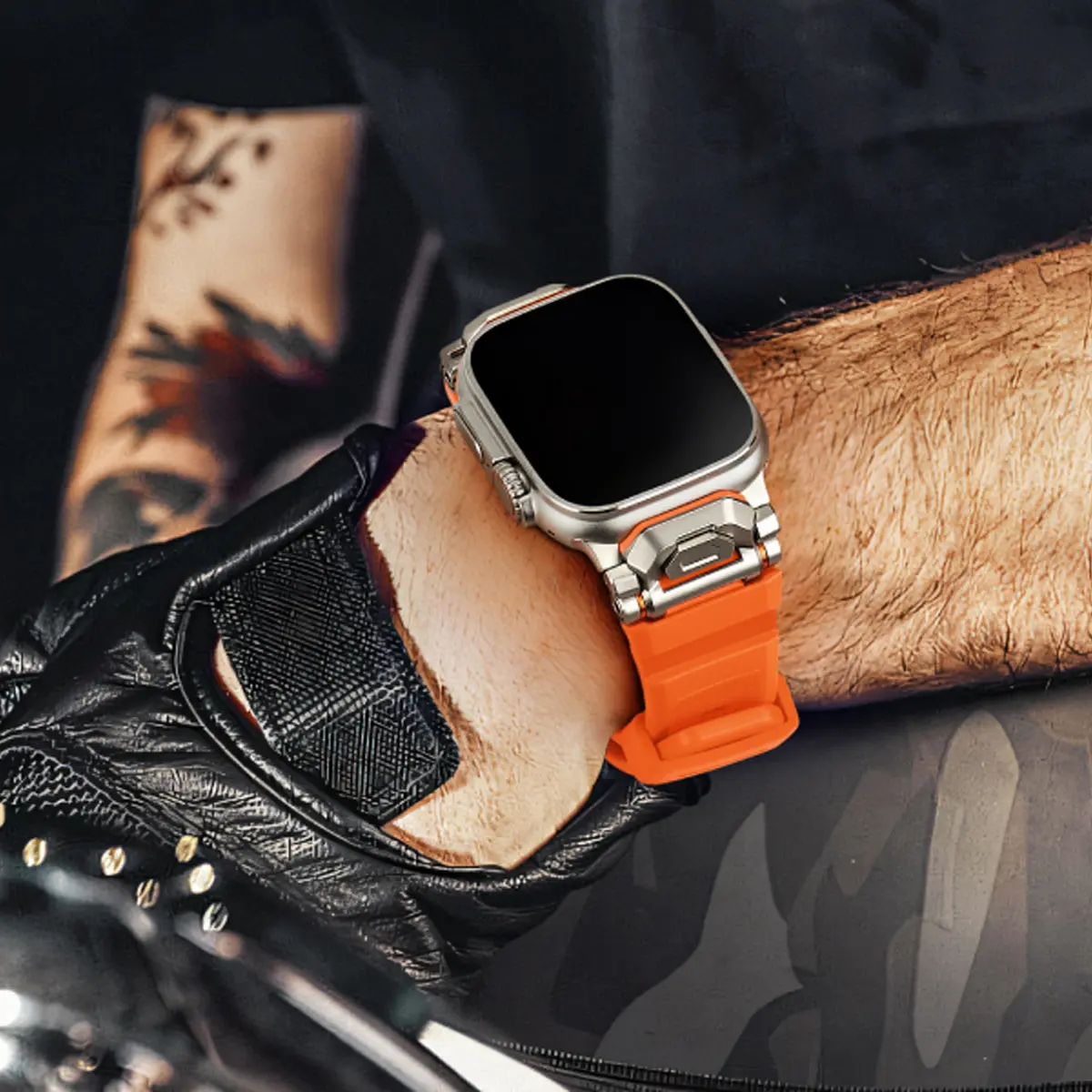 Rubber Band for Apple Watch Ultra 2 49mm Series 10 46mm 9 8 7 se 6 5 4 Titanium Orange Silicone Strap for iWatch 45mm 44mm 49mm