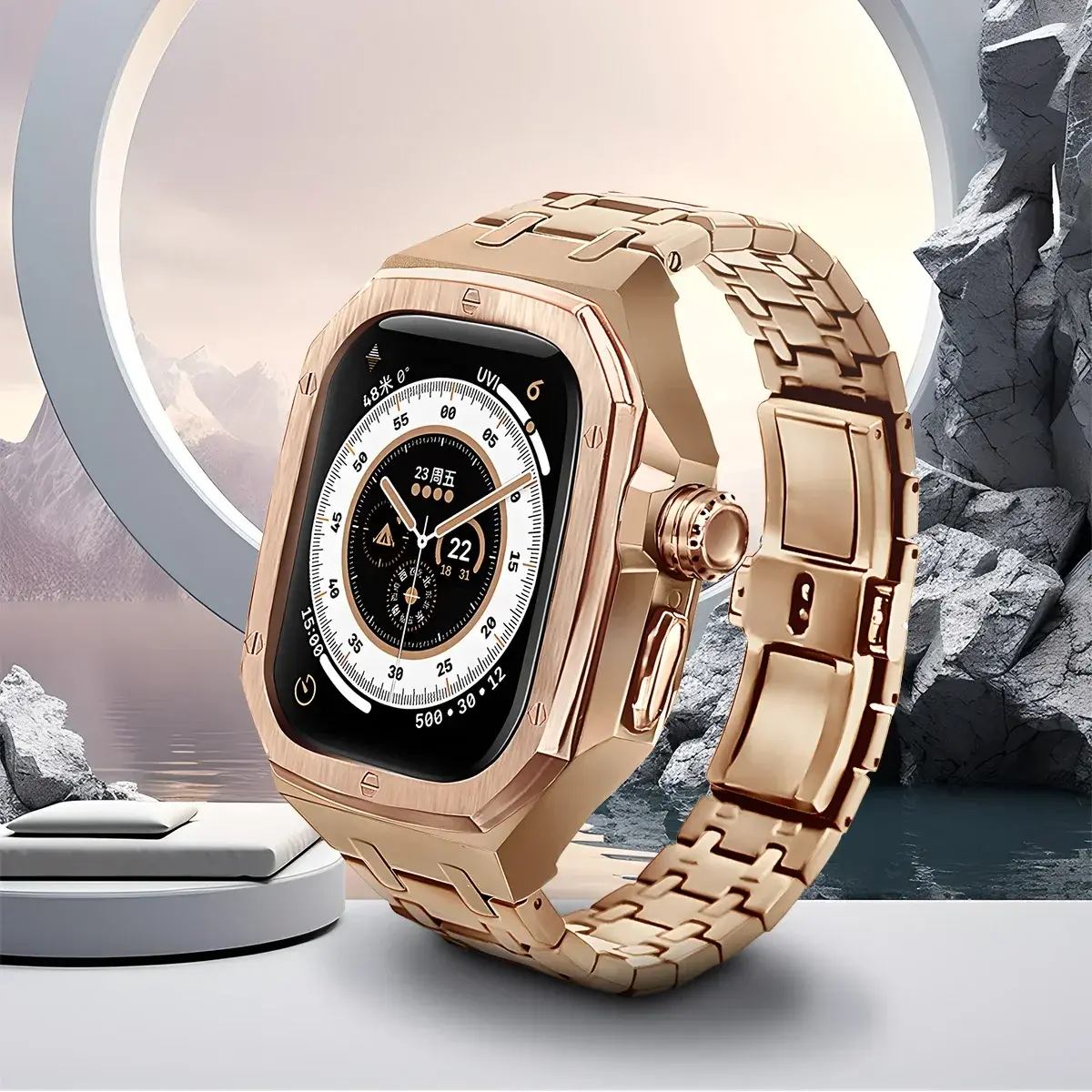 Stainless Steel Strap+Case Luxury Modification Mod Kit for Apple Watch Ultra 2/Ultra 49MM  for IWatch Series 49mm Accessories