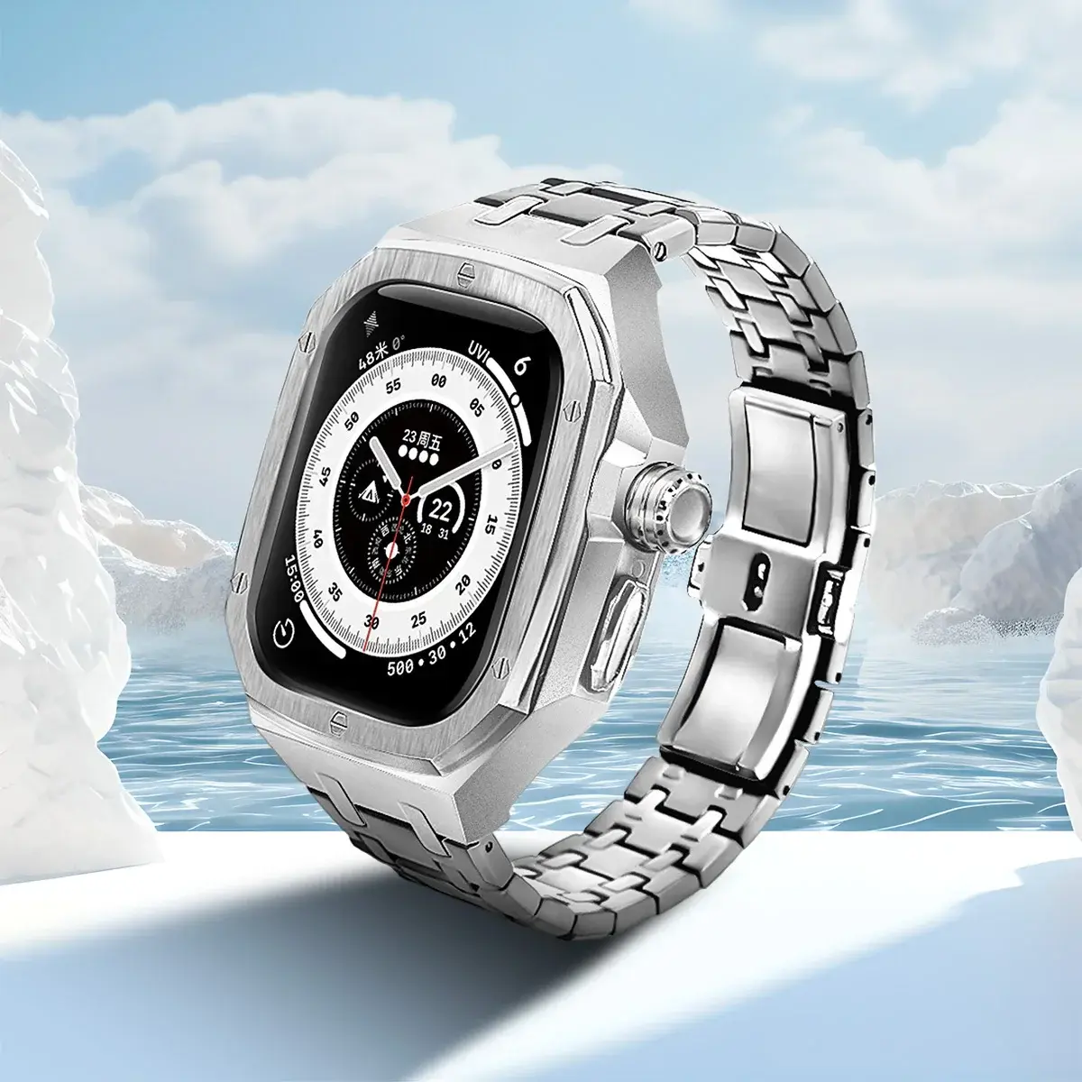 Stainless Steel Strap+Case Luxury Modification Mod Kit for Apple Watch Ultra 2/Ultra 49MM  for IWatch Series 49mm Accessories