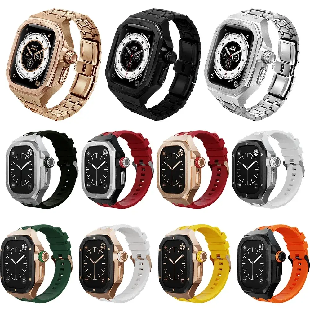 Stainless Steel Strap+Case Luxury Modification Mod Kit for Apple Watch Ultra 2/Ultra 49MM  for IWatch Series 49mm Accessories
