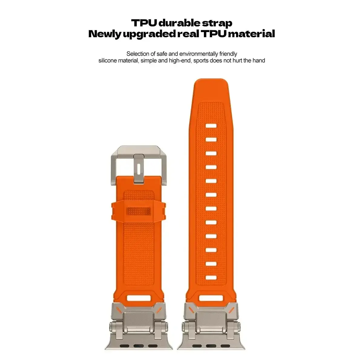 Soft Strap for Apple Watch Ultra 2 Band 49mm 45mm 44mm 42mm Metal Stainless Steel Connector TPU Bracelet Iwatch 9 8 7 6 SE 5 4