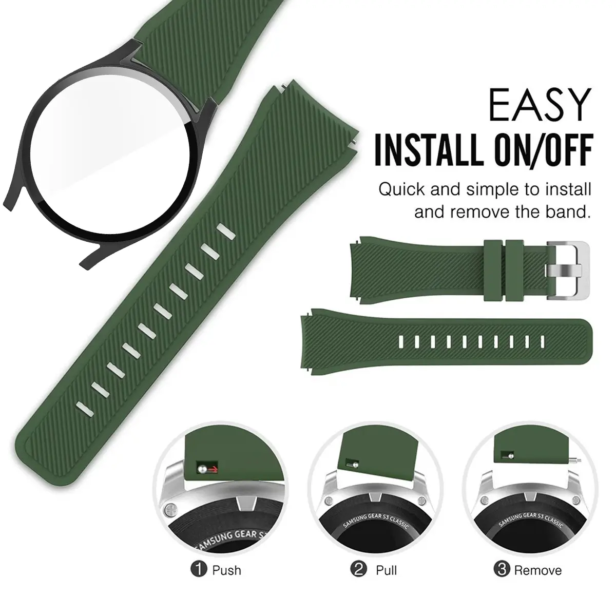 Glass Case +Band for Samsung Galaxy Watch 7/6/5/4 40 44mm Tempered PC Cover Silicone Sport Bracelet Watch 7/6/5/4 40 Accessories