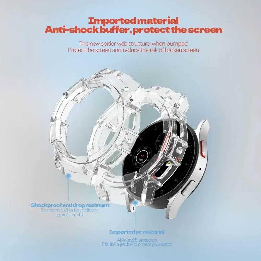 Armor Cover for Samsung Galaxy Watch Case 4 5 6 40mm 44mm PC Protective Fashion Accessories Hollow Frame WatchCase Bumper