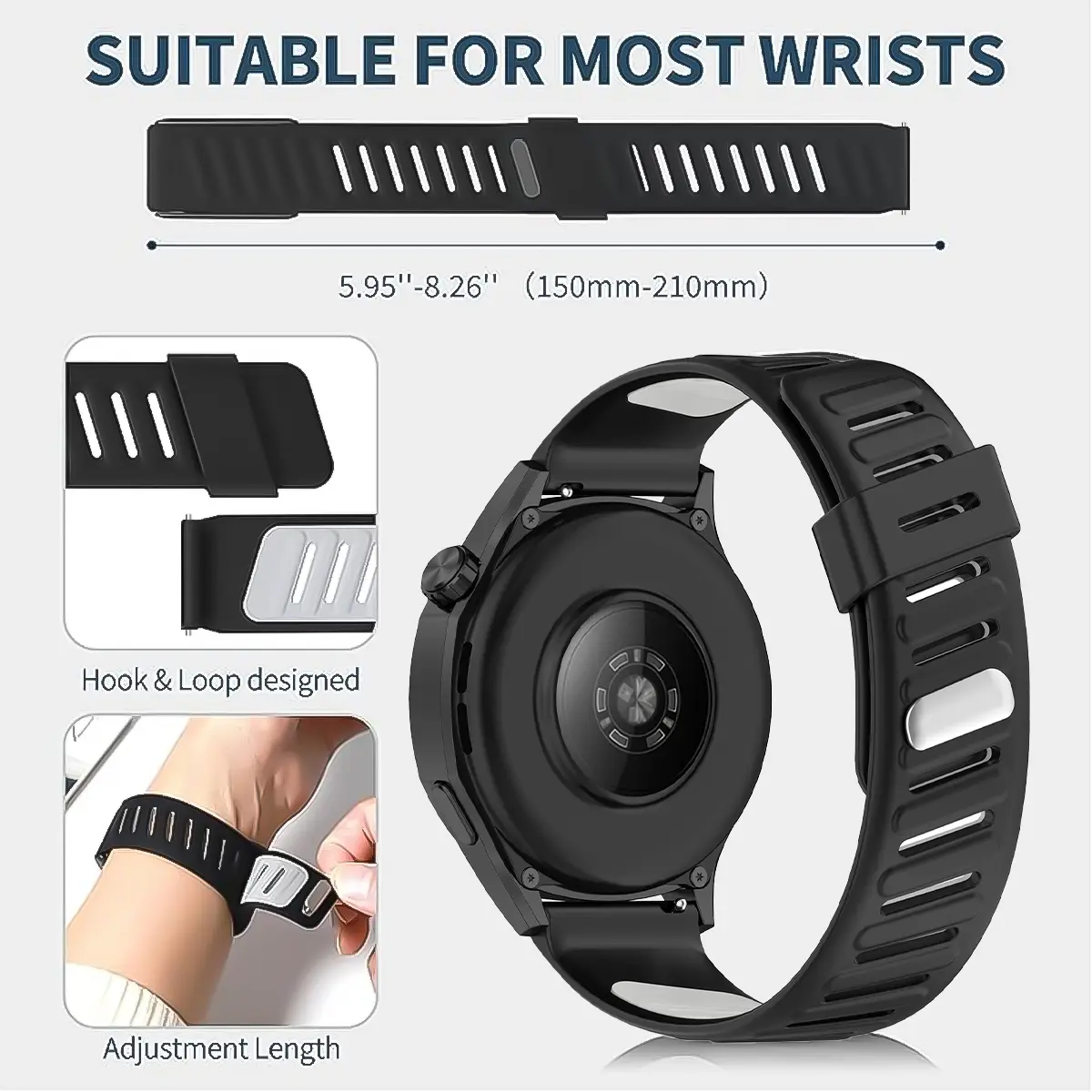 22mm Two-Tones Silicone Strap For Huawei Watch GT 5 4 3 SE 46mm/Runner Band For Huawei Watch 4 3 Pro Ultimate Bracelet Watchband