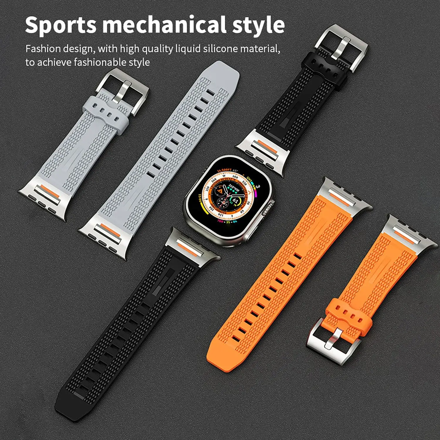 Sports Strap for Apple Watch S10 46mm 49 ultra 42 45 44 40 38mm Men's elastic silicone strap suitable for iWatch 9 8 7 SE 6 4 53