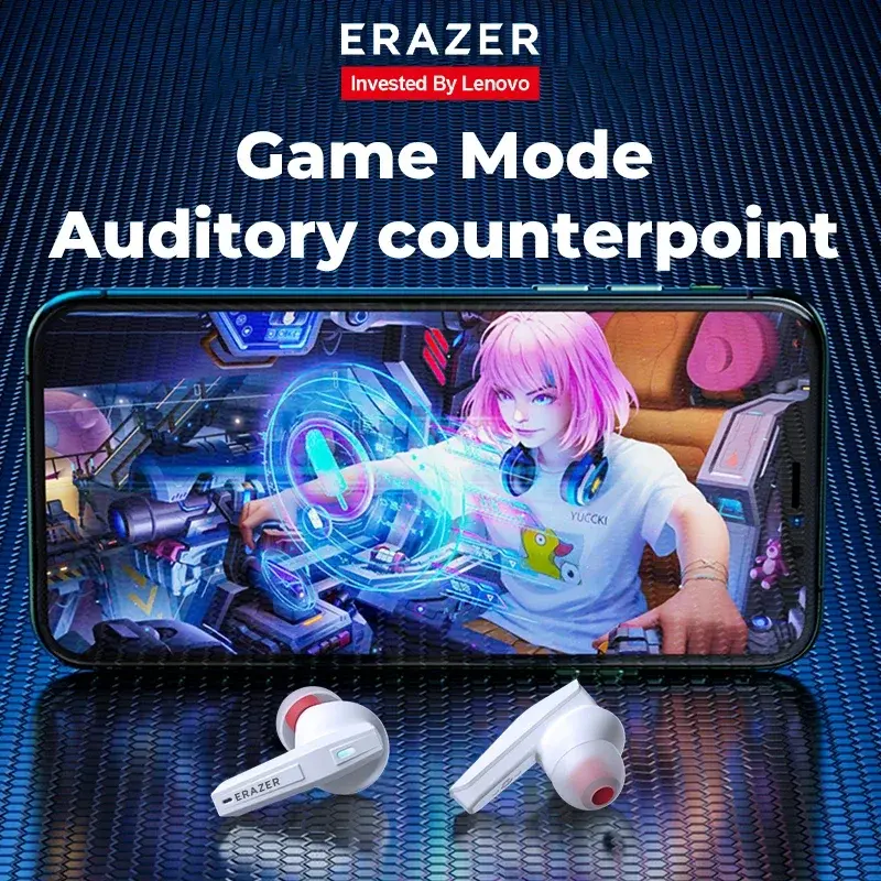 ERAZER XT86 Gaming Earphone Bluetooth 5.4 ERAZER Wireless Headphones Stereo Sound Headsets with Mic Low Latency Lenovo Earbuds