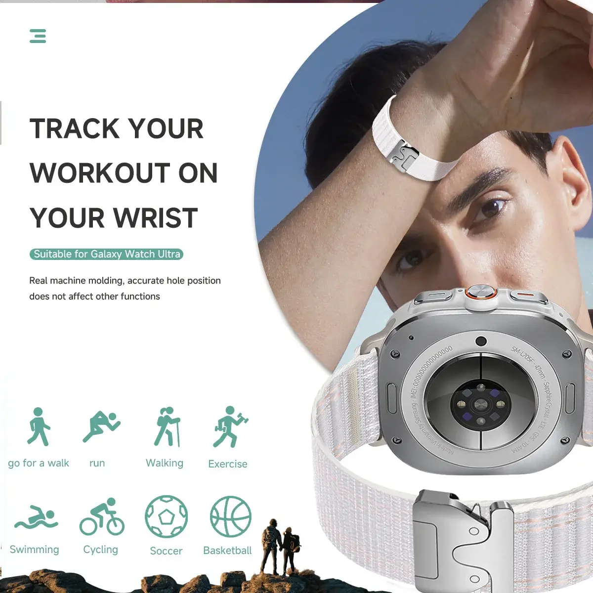 Nylon Sports Loop Strap for Samsung Galaxy Watch 7 Ultra 47mm Bracelet for Galaxy Watch 7 Ultra Band Adjustable Wristband Correa
