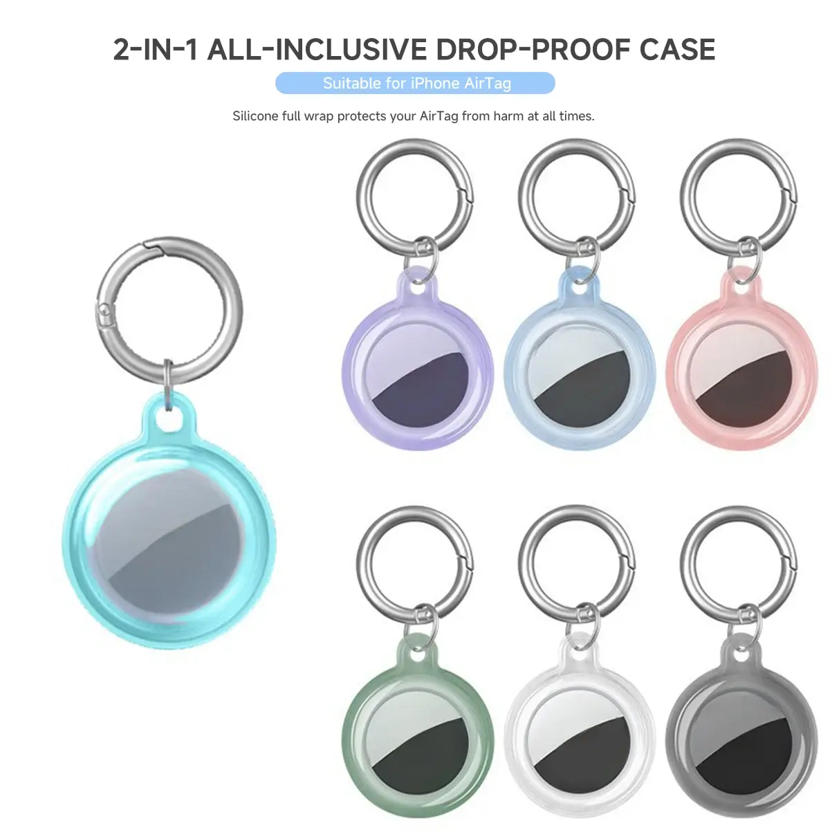 4/2/1 Pack Airtag Keychain Waterproof Air Tag Holder Case Compatible with Apple AirTag Case for Dog Cat Collar Tracker Key Ring