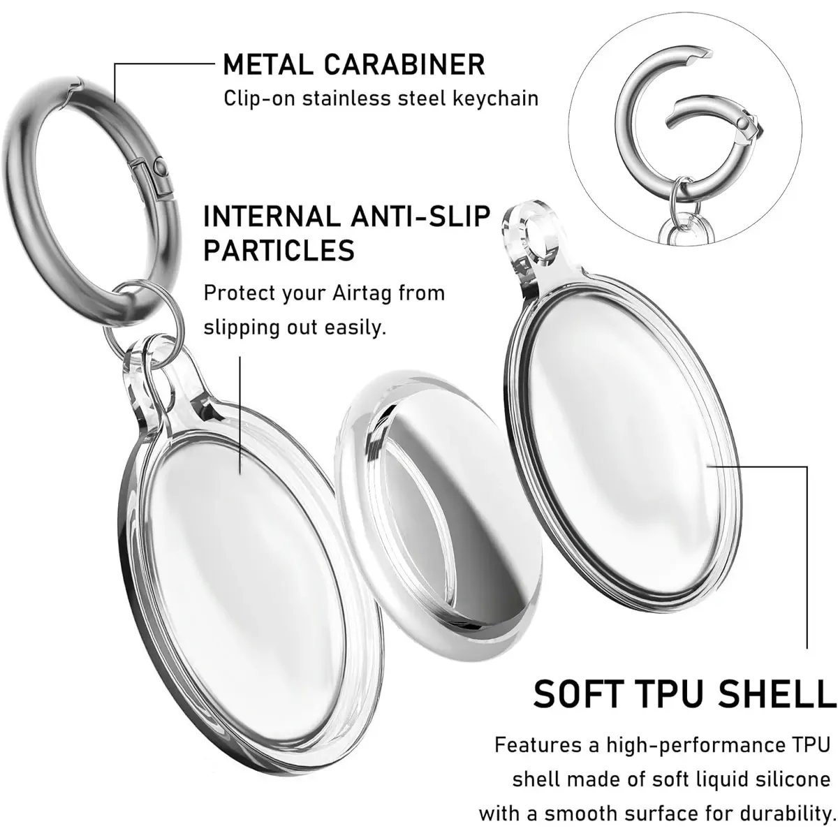 4/2/1 Pack Airtag Keychain Waterproof Air Tag Holder Case Compatible with Apple AirTag Case for Dog Cat Collar Tracker Key Ring
