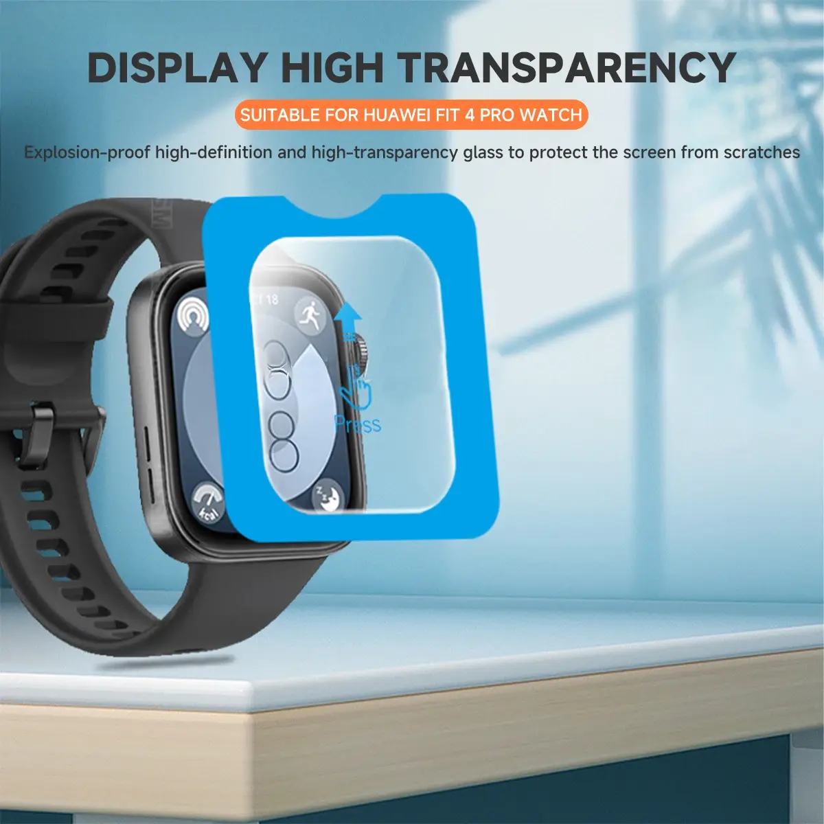 1-5Pcs For Huawei Watch Fit 4Pro Tempered Glass Premium Anti-Scratch One-Click Easy Install Screen Protector For Huawei Fit 4Pro