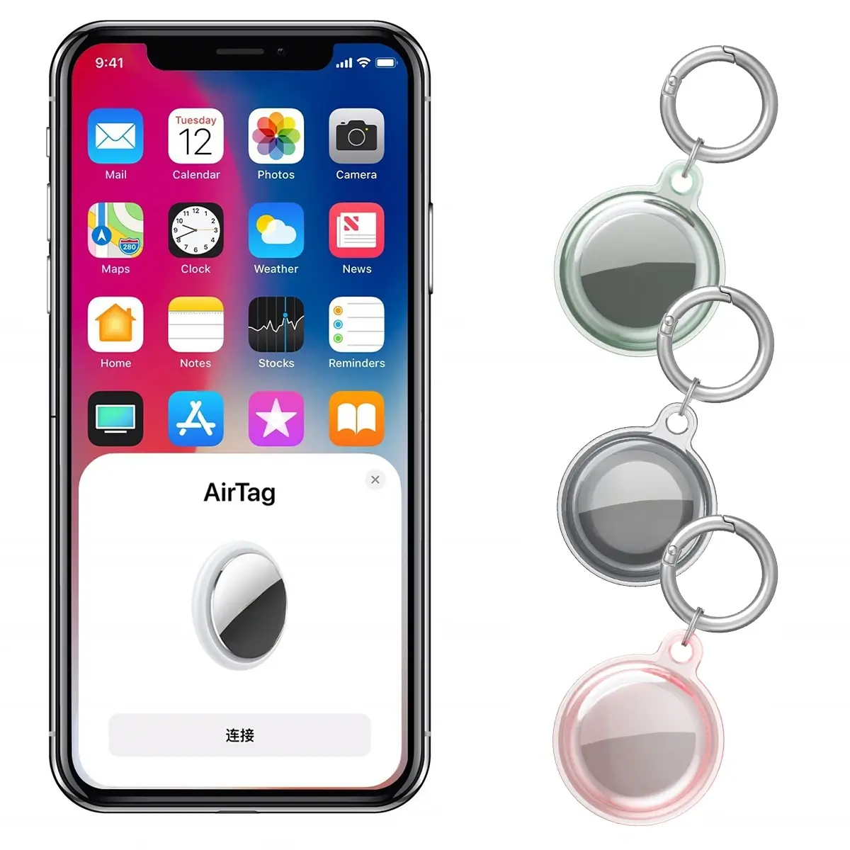 4/2/1 Pack Airtag Keychain Waterproof Air Tag Holder Case Compatible with Apple AirTag Case for Dog Cat Collar Tracker Key Ring