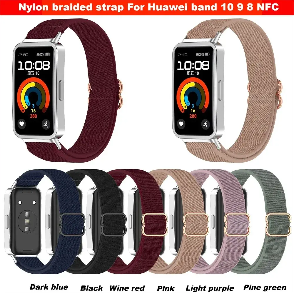 Nylon straps For Huawei Band 10/9/8 Strap Accessories Scrunchie Sport Elastic bracelet pulseira correa for Huawei Bands 9 8 NFC