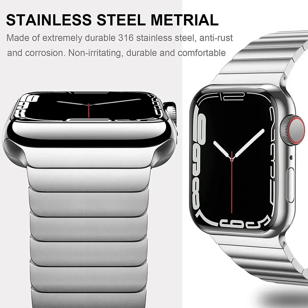 Titanium color Stainless Steel Strap For Apple Watch Band Ultra2 49mm 45mm 44mm 42mm 41mm 40mm Link Bracelet IWatch 9 8 7 6 SE 5